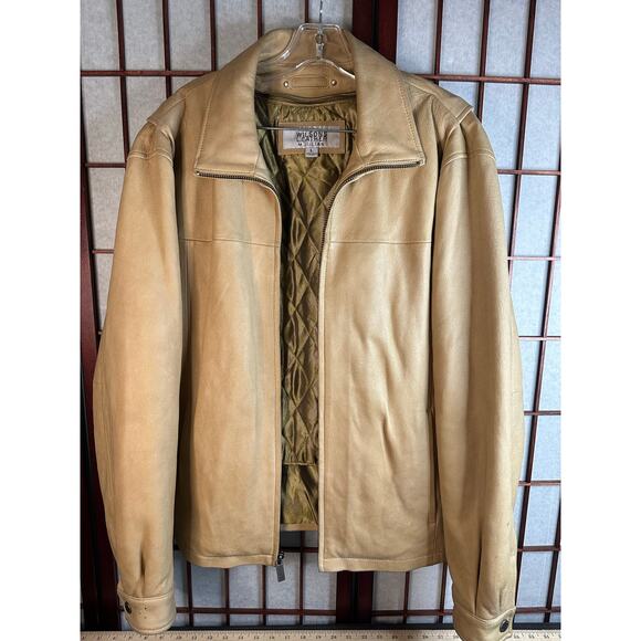 Vintage Wilson's leather Men's large tan leather bomber/70's jacket with liner - Picture 1 of 10